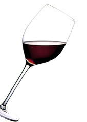 glass of red wine with white background