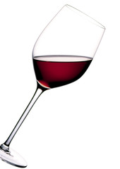 glass of red wine with white background