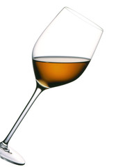 glass of white wine with white background