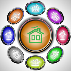 Home. Vector internet buttons. 8 different projections.