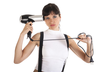 Woman is shooting herself