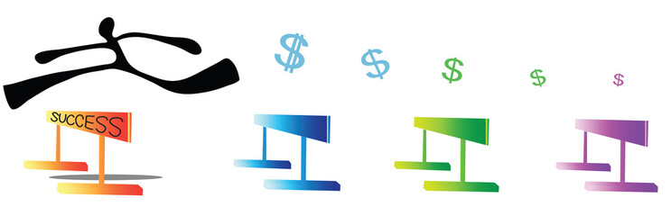 shadow man run and jump hurdles