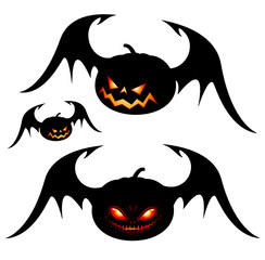 Fototapeta premium Halloween pumpkins with wings