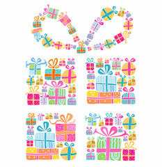 Decorative gift box formed by several tiny gift boxes