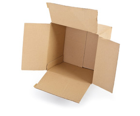 open cardboard box on white