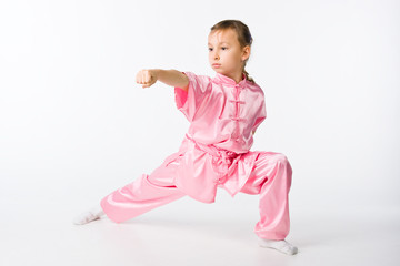 Girl in a pink kimono