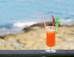 cocktail against sea and coastline
