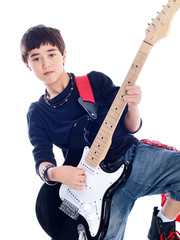 cute boy playing guitar