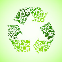 Green eco recycle icons