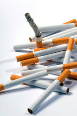 Cigarettes on a white background