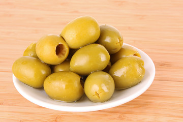 Olives on the wooden table