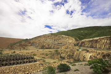 Mountain landscape with view of blue sky