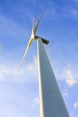 wind turbine generating electricity on blue sky
