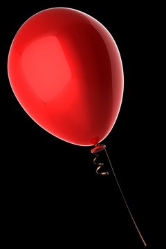 Single Red Helium Balloon Flying Up. 3D Render (Hi-Res)