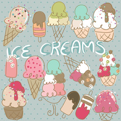 doodle set of ice creams
