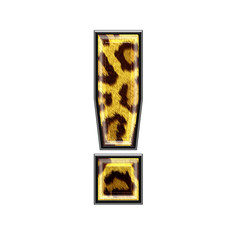 3d letter with panther skin texture - exclamation point