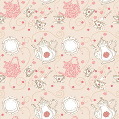 seamless romantic tea pattern