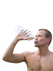 Muscular man drinking