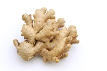 Ginger root on white background