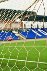 Football goal, net, close-up
