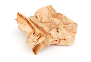 Piece of crumpled brown packaging paper