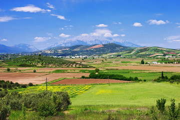 View of the valley and Mount Parnassus in Greece