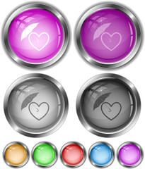 Protection love. Vector internet buttons.
