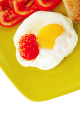 tomatoes, olive oil, fried eggs