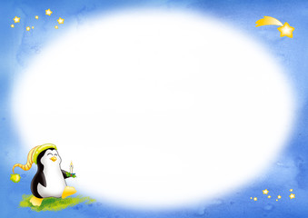 Sfondo natalizio con simpatico pinguino