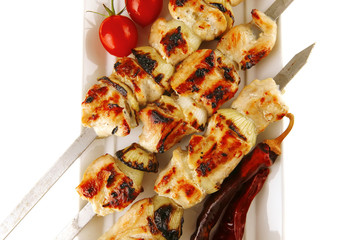 grilled pork shish kebab