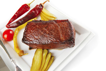 grilled chunk of beef meat