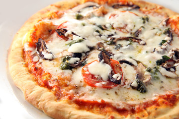 Pizza diavolo fresh from the oven