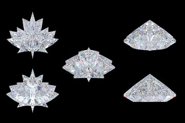 Differnet views of maple leaf diamond