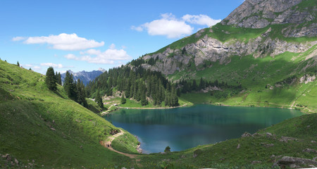 Fototapeta na wymiar swiss mountain lake landscape
