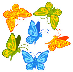 Fototapeta na wymiar Vector funny cartoon tropical butterfly