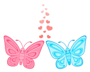 Vector funny cartoon tropical butterfly.