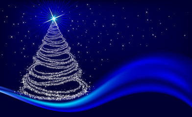 christmas tree on blue