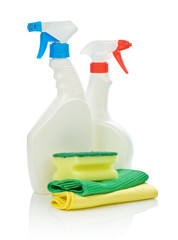 two spray bottle and accesories for cleaning