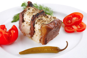 red roast fillet in yellow cheese