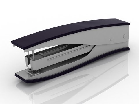 Stapler with reflection on white background
