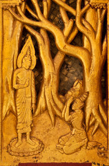 Traditional Thai style wood engraving