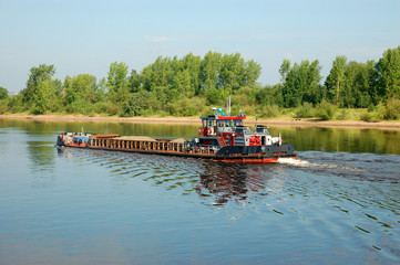 a barge on a river