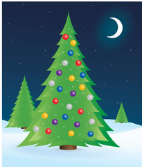 Christmas Tree in Snowy Field