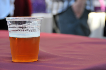 Beer cup on table at a party