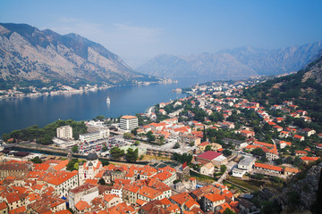 Fototapeta na wymiar View of the Kotor and Kotor Bay, Montenegro
