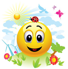 Naklejka premium Smiley ball sending message about pollution