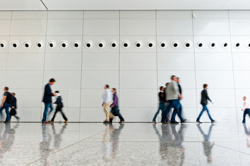 walkway with blurred people