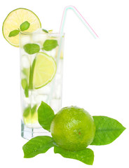 A glass of ice water.