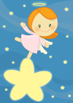 angioletto femmina in bilico su una stella