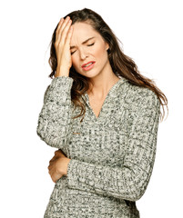 A young attractive woman suffering headache